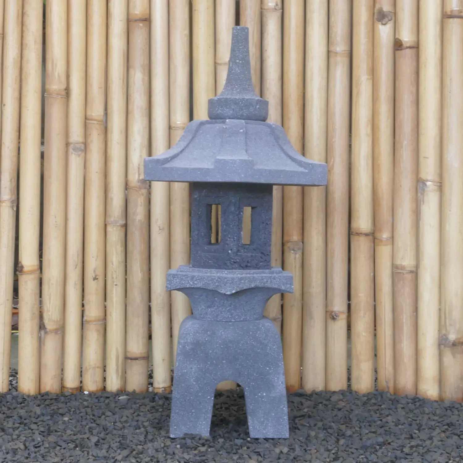  Product image 1 of the product “Japanese style Garden Lantern, made from Andesit Stone. Multipart. 80 cm Height, Roof is 40 cm width. ”